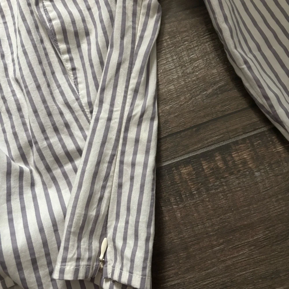 Free People Caroline Striped Long Puff Sleeve Blouse Top
